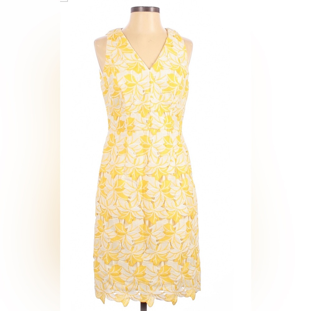White House Black Market Yellow/White Sundress